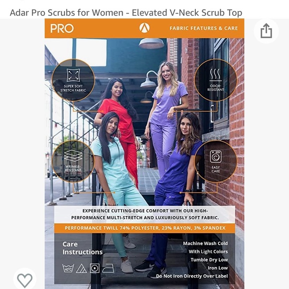 Adar Pro Scrubs for Women - Elevated V-Neck Scrub Top - Picture 4 of 8